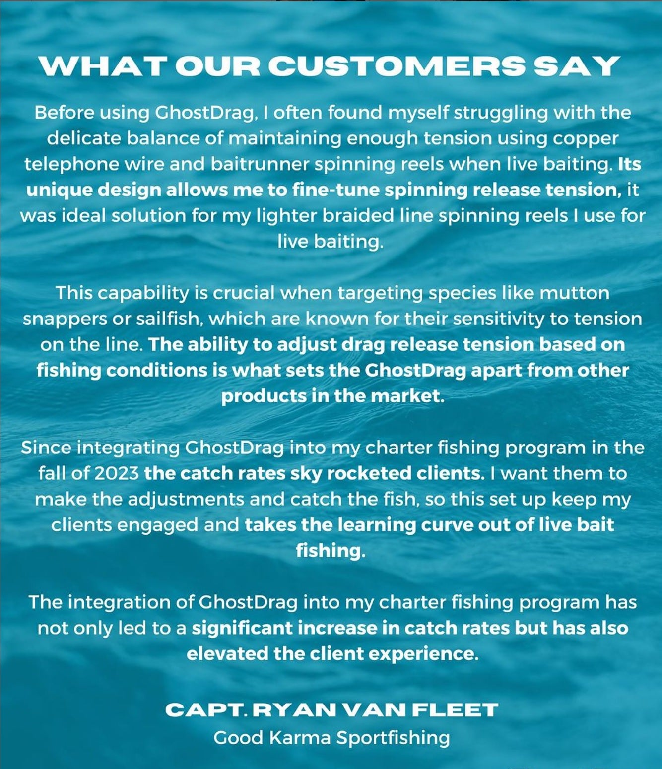 Good Karma Sportfishing professional endorsement of GhostDrag line release to catch more fish